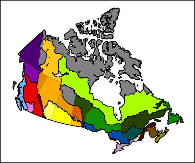 Map of Canada showing the geographic analysis strata.